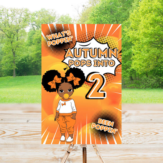 POPPIN into 2 Orange Party Sign | Edit Text with Canva | Digital Poster | Edit | Save | Download | Print