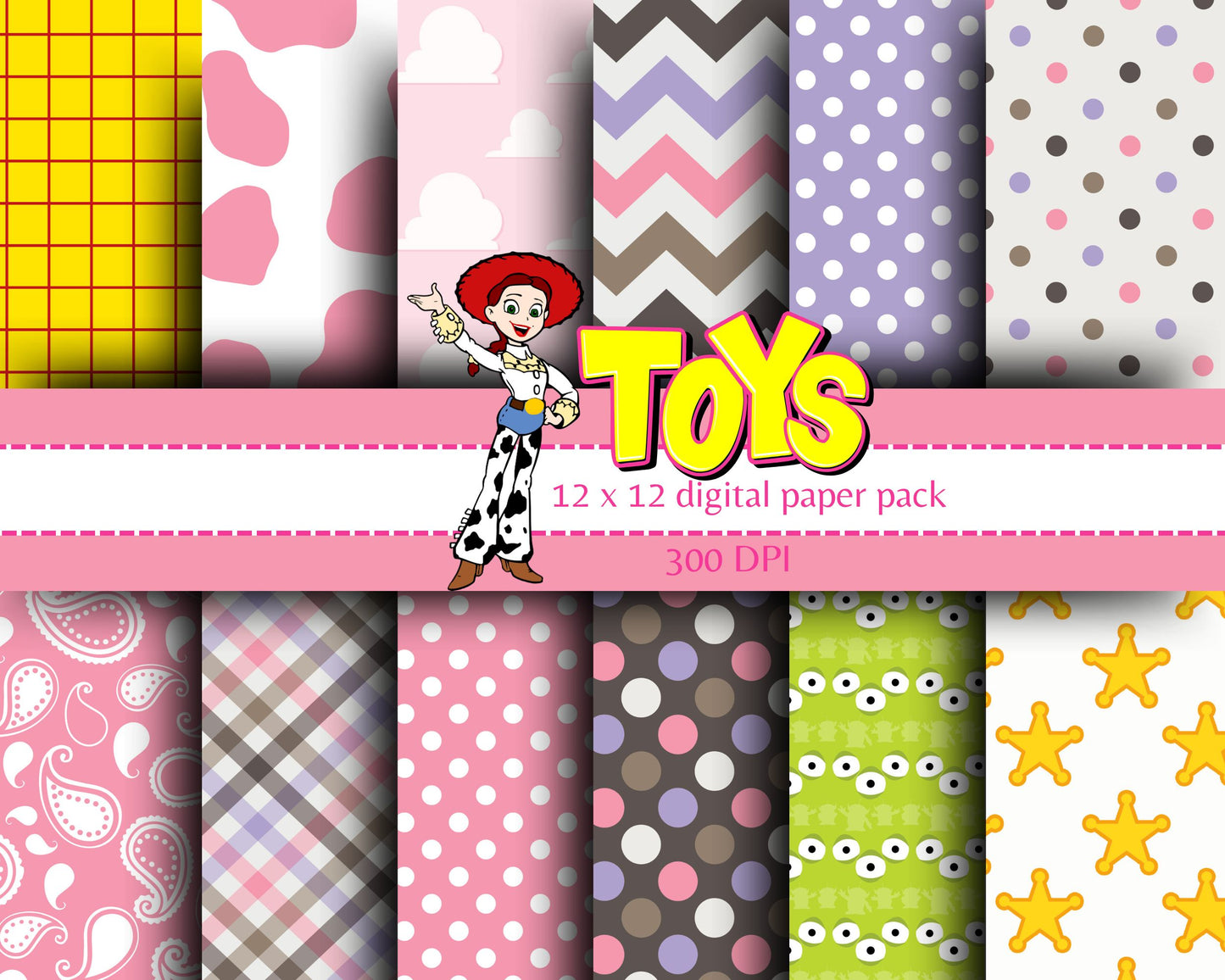 Toys Digital Paper | 12 Digital Papers | Toy Story Digital Paper | Digital File Only