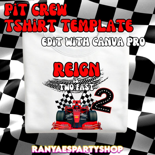 Pit Crew Birthday T-Shirt Template | Pit Crew Birthday Shirt | Editable with CANVA | Digital File Only