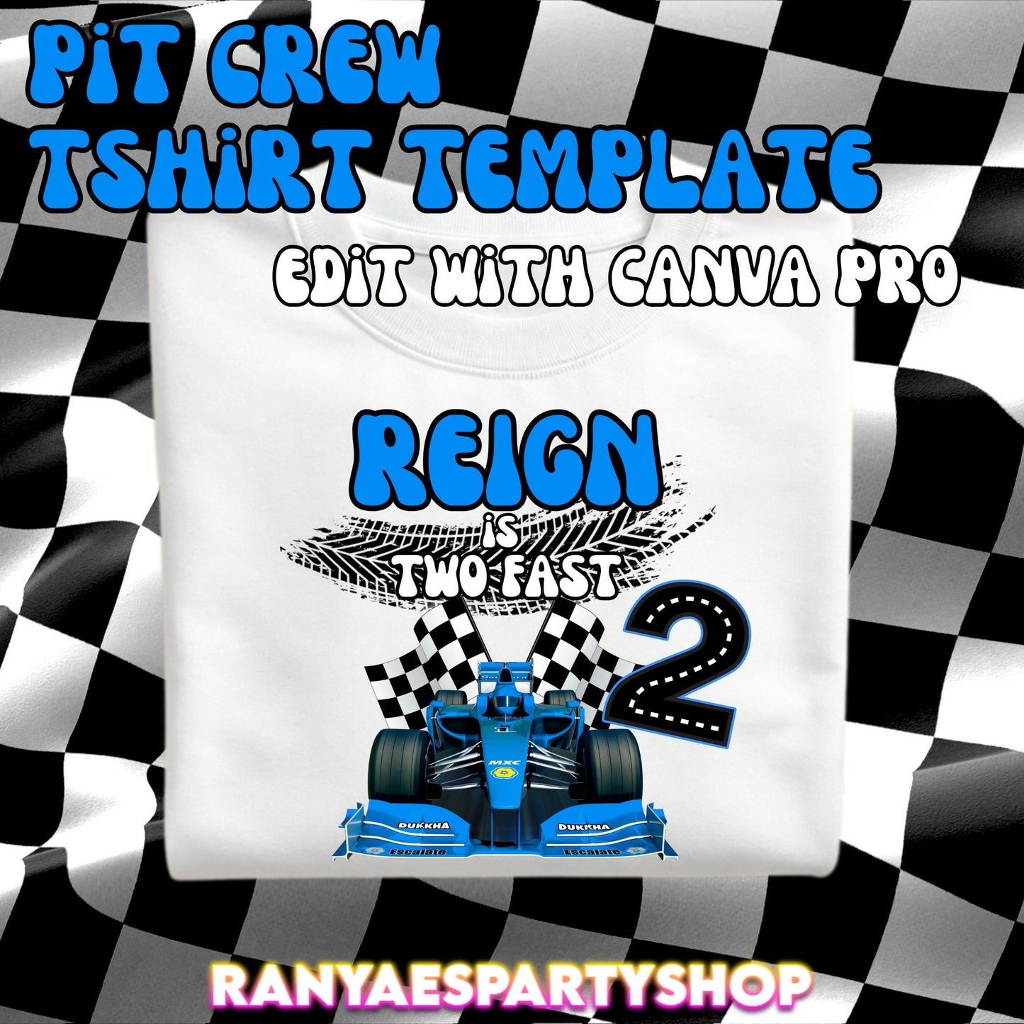 Pit Crew Birthday T-Shirt Template | Pit Crew Birthday Shirt | Editable with CANVA | Digital File Only