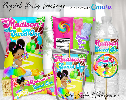 Candy Land Digital Party Package | Edit Text with Canva | You Edit | You Save | You Download | You Print | Digital File Only
