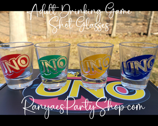 Drunk UNO Shot Glasses | Adults Only Drinking Game Shot Glasses | Drunk UNO