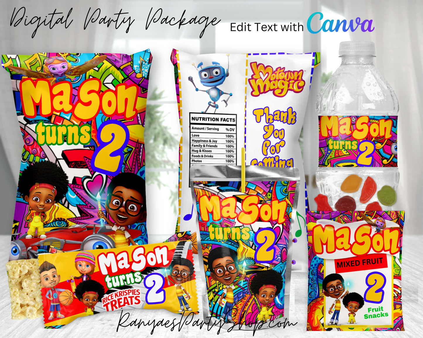 Motown Magic Digital Party Package | Edit Text with Canva | Party Package | Digital Items | Edit | Save | Download | Print