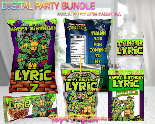 TMNT Digital Party Package | TMNT Party Bundle | Edit Text with CANVA PRO | Digital File