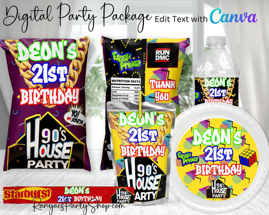 House Party Digital Party Package | Edit Text with Canva | You Edit | You Save | You Download | You Print | Digital File Only