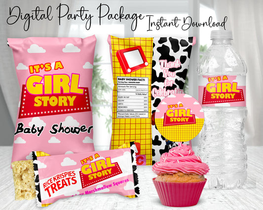 Girl Story Baby Shower Digital Package | Instant Download | You Download | You Print | You Assemble