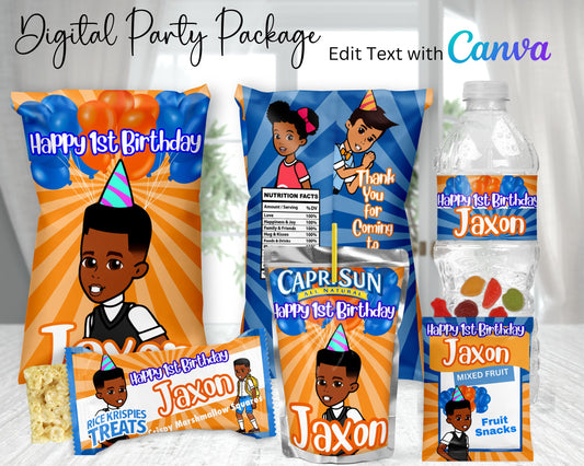 Gracie's Corner Boy Digital Party Package | Edit Text with Canva | You Edit | You Save | You Download | You Print | Digital File Only