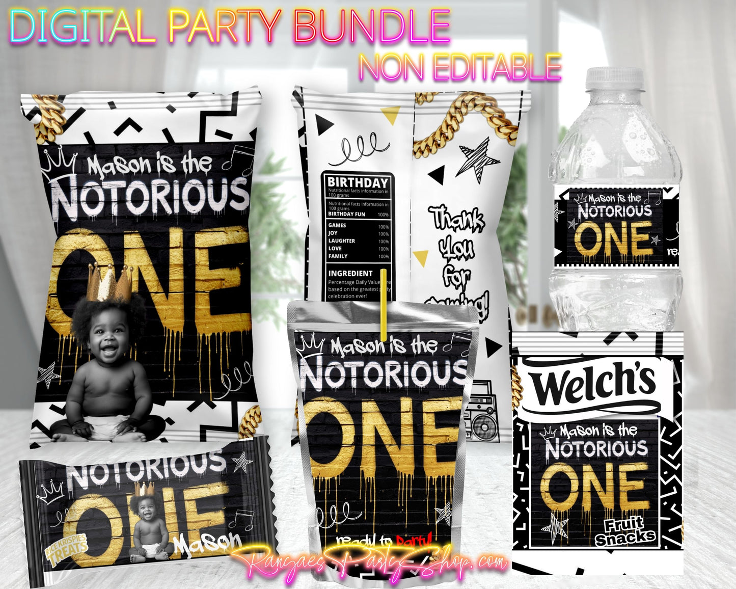 The Notorious One Digital Party Package | The Big One Party Bundle | Non Editable | Digital File Only