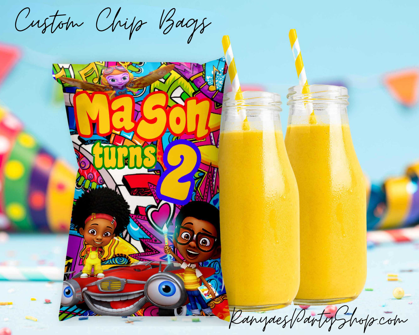 Motown Magic Chip Bag Favors | Custom Chip Bags | Custom Birthday Chip Bags | Motown Magic Chip Bags