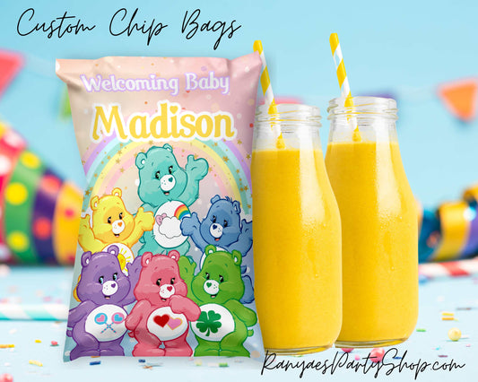 Care Bears Chip Bag Favors | Custom Chip Bags | Custom Birthday Chip Bags | Care Bears Chip Bags