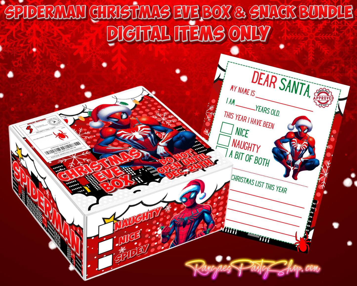 Spiderman Christmas Eve Box with Snacks Digital Bundle | Christmas Eve Digital Bundle | INSTANT DOWNLOAD | Digital Files