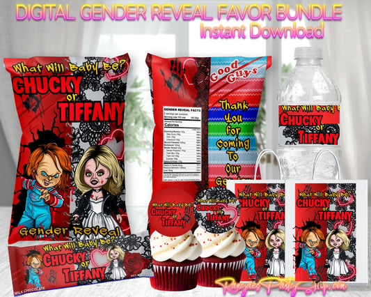 Chucky or Tiffany Gender Reveal  | Chucky or Tiffany Digital Party Package | INSTANT DOWNLOAD | Gender Reveal Favors | Digital File Only