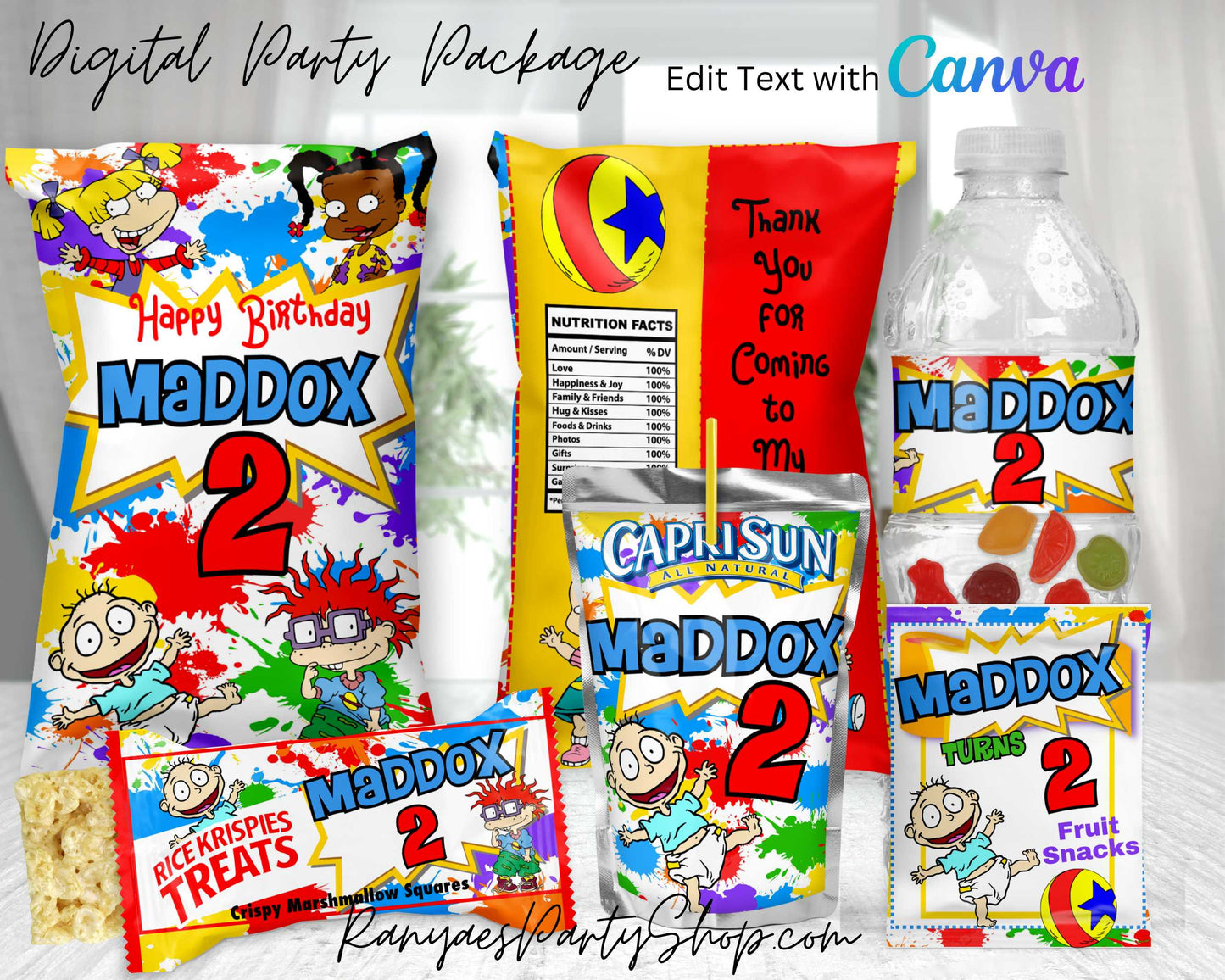 Rugrats Digital Party Package | Edit Text with Canva | You Edit | You Save | You Download | You Print | Digital File Only