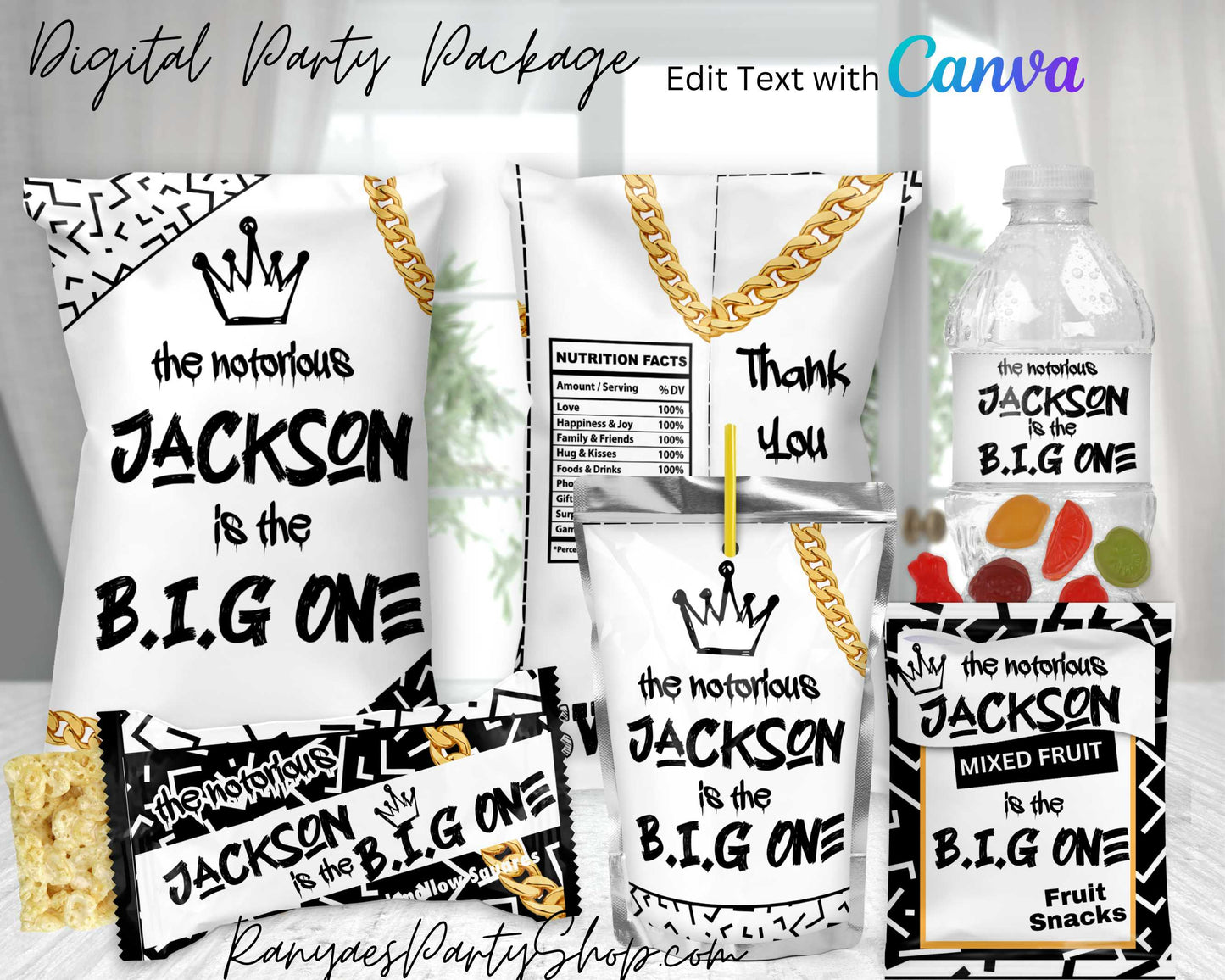 The Big One Digital Party Package | Edit Text with Canva | Party Package | Digital Items | Edit | Save | Download | Print |