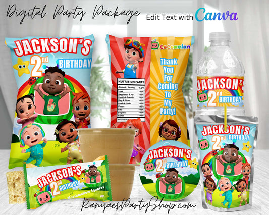Cocomelon Cody Digital Party Package | Edit Text with Canva | You Edit | You Save | You Download | You Print | Digital File Only