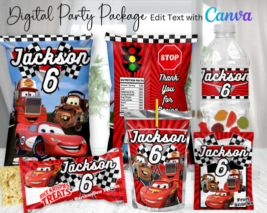 Cars Digital Party Package | Edit Text with Canva | You Edit | You Save | You Download | You Print | Digital File Only