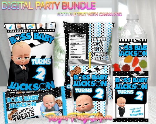 Boss Baby Digital Party Package | Boss Baby Birthday Party Bundle | Edit Text with CANVA PRO | Digital File Only