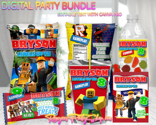 Roblox Digital Party Package | Roblox Birthday Party Bundle | Edit Text with CANVA PRO | Digital File Only