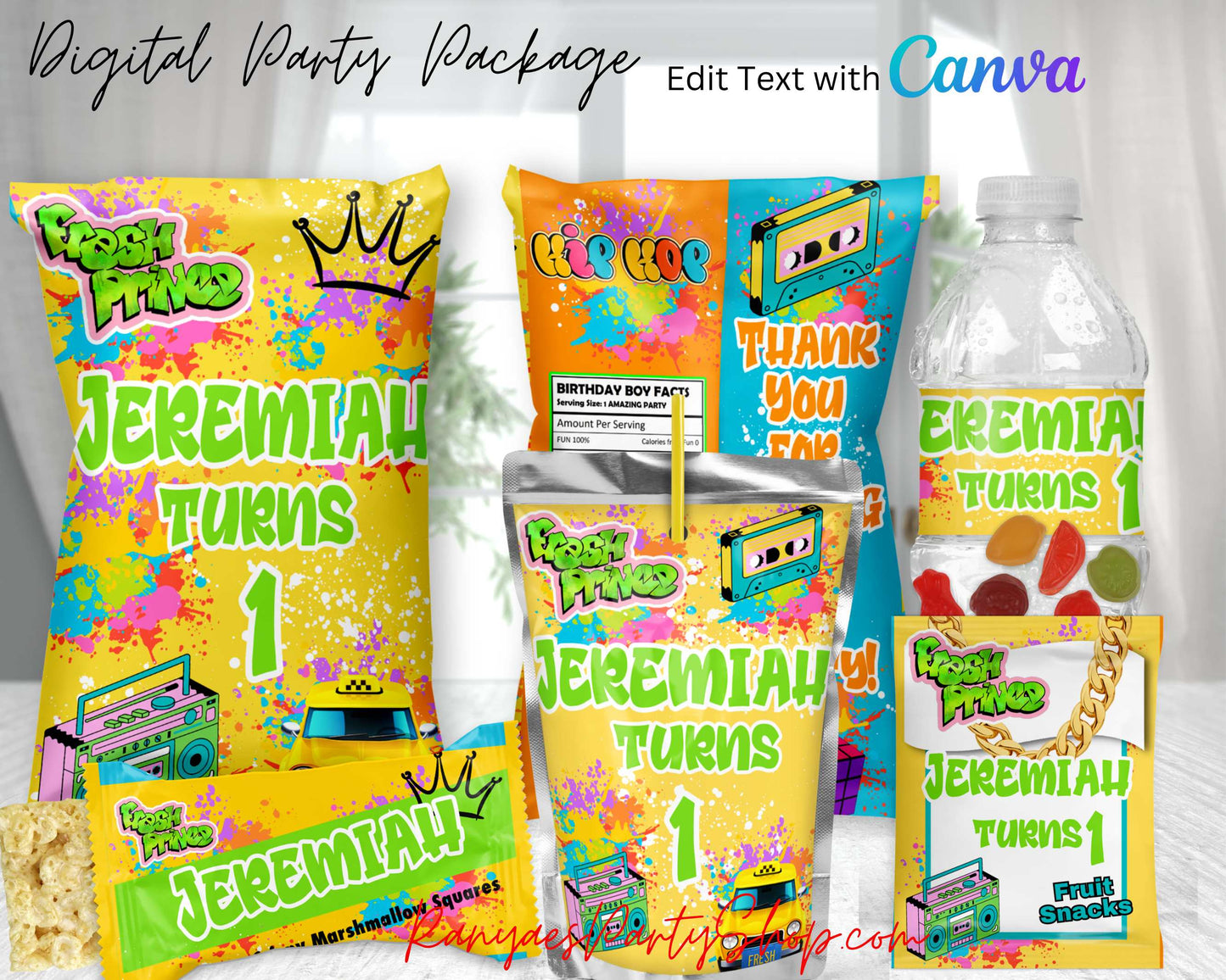 Fresh Prince Digital Party Package | Edit Text with Canva | You Edit | You Save | You Download | You Print | Digital File Only