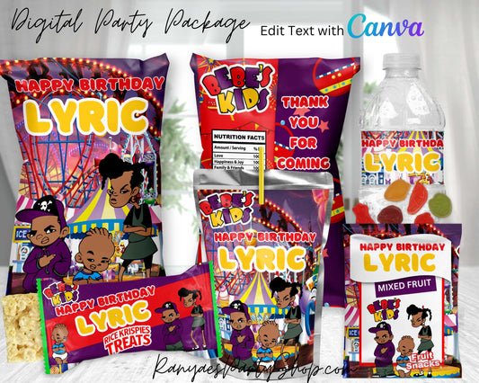 BeBe's Kids Digital Party Package | Edit Text with Canva | You Edit | You Save | You Download | You Print | Digital File Only