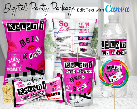 Mean Girls Digital Party Package | Edit Text with Canva | You Edit | You Save | You Download | You Print | Digital File Only