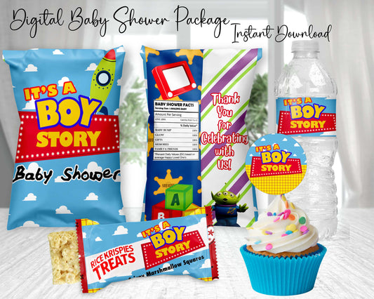 Boy Story Baby Shower Digital Package | Instant Download | You Download | You Print | You Assemble