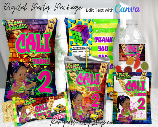 Fresh Princess Digital Party Package | Edit Text with Canva | You Edit | You Save | You Download | You Print | Digital File Only
