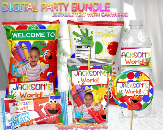 Elmo's World Digital Party Package | Elmo's World Party Bundle | Edit Text with CANVA PRO | Digital File