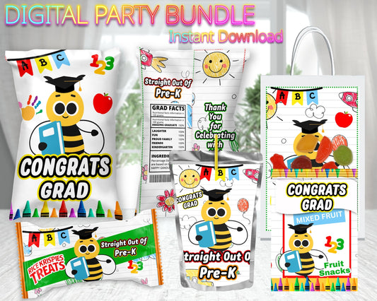 Pre-K Graduation Digital Package  | Pre-K Grad  | Straight Out of Pre-K | Instant Download