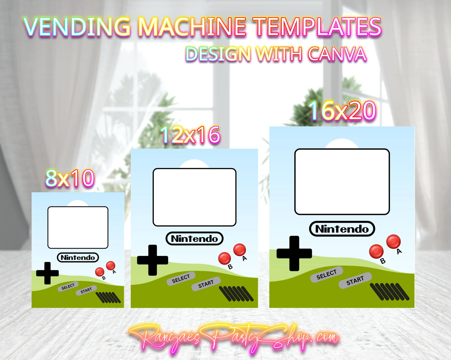 Vending Machine Gameboy Templates | 8x10 -12x16 -16x20 | Blank Templates | You Design | Canva Template