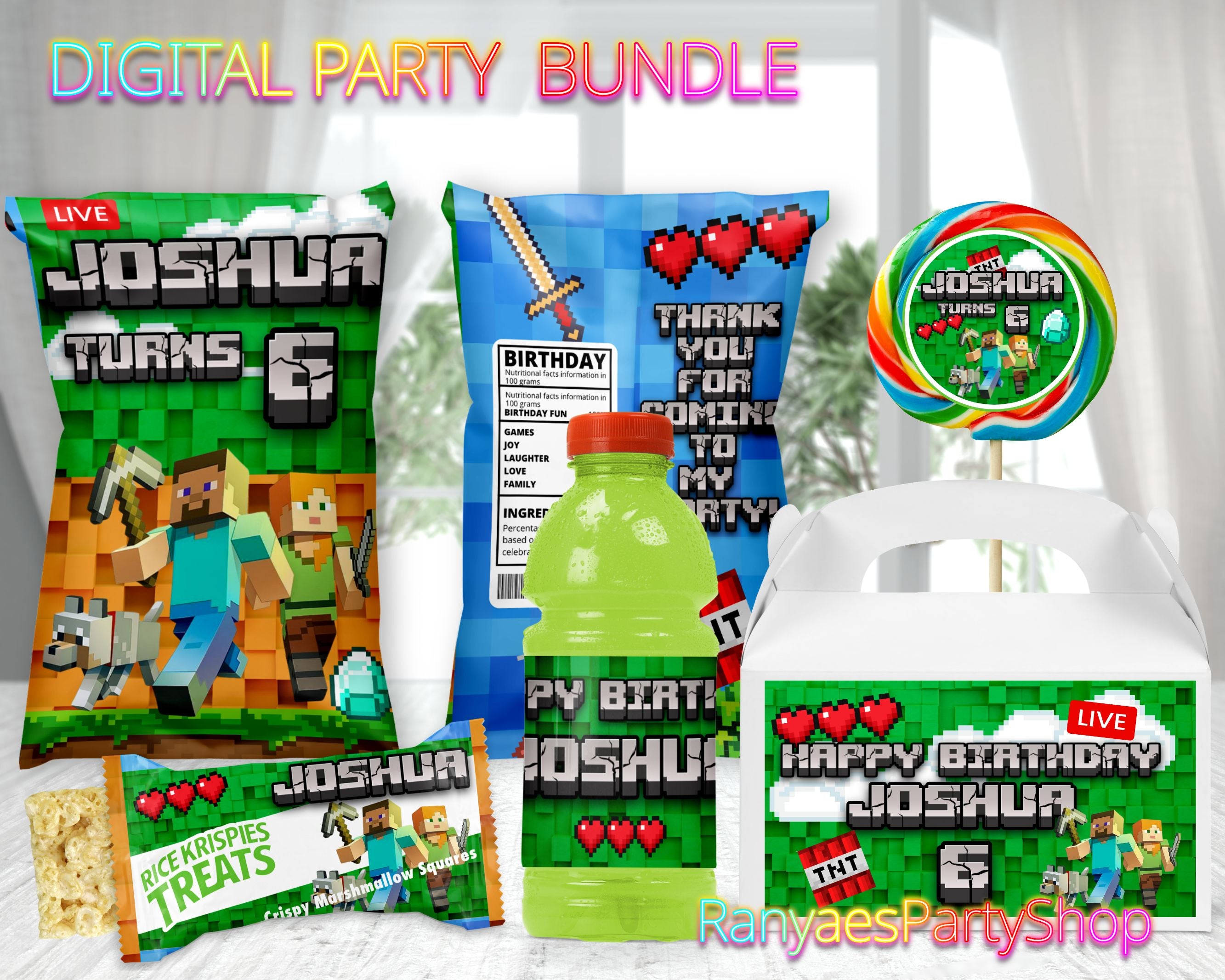 Minecraft Digital Party Package | Minecraft Party Bundle | Minecraft B ...