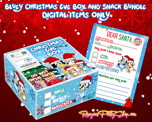 Bluey Christmas Eve Box with Snacks Digital Bundle | Christmas Eve Digital Bundle | INSTANT DOWNLOAD | Digital Files