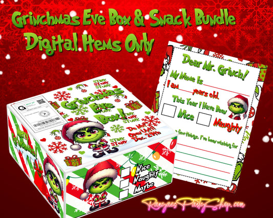 Grinchmas Eve Box with Snacks Digital Bundle | Christmas Eve Digital Bundle | INSTANT DOWNLOAD | Digital Files