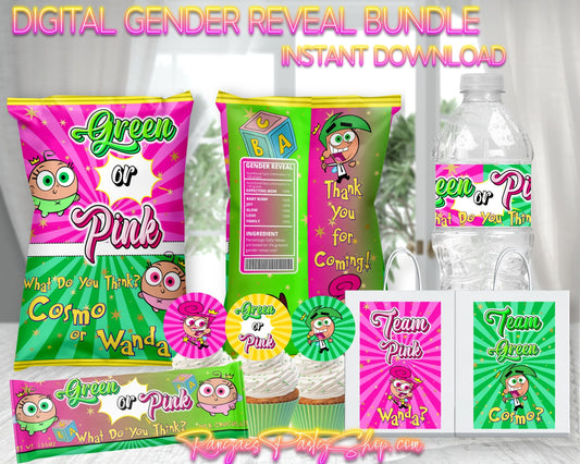 Cosmo or Wanda Digital Package | NON EDITABLE |  Gender Reveal | You Download | You Print | Instant Download