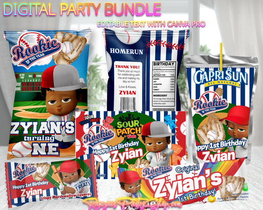 Boss Baby Rookie of the Year Digital Party Package | Rookie of the Year Birthday Party Bundle | Edit Text with CANVA PRO | Digital File Only
