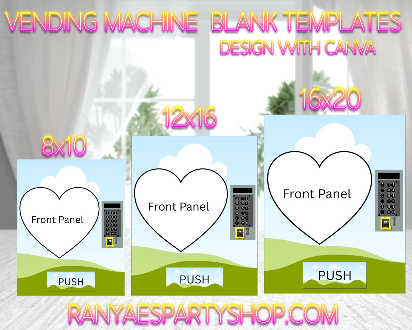 Heart Vending Machine Templates | 8x10 -12x16 -16x20 | Blank Canva Templates | You Design | Canva Template