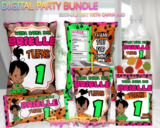 AA Pebbles Digital Party Package | AA Pebbles Birthday Party Bundle | Edit Text with CANVA PRO | Digital File Only