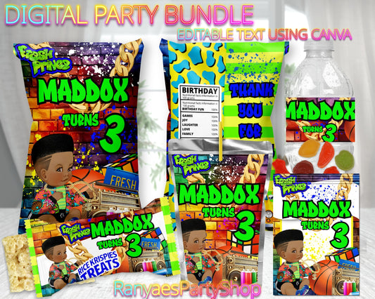 Fresh Prince Digital Party Package | Fresh Prince Party Bundle | Edit Text with Canva | Digital File Only