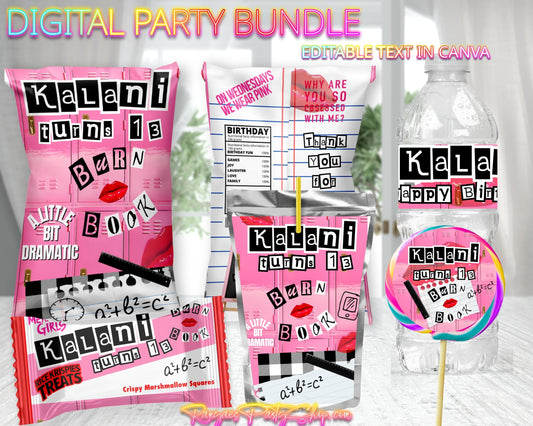 Mean Girls Digital Party Package | Mean Girls Party Bundle | Edit Text with Canva | Digital File