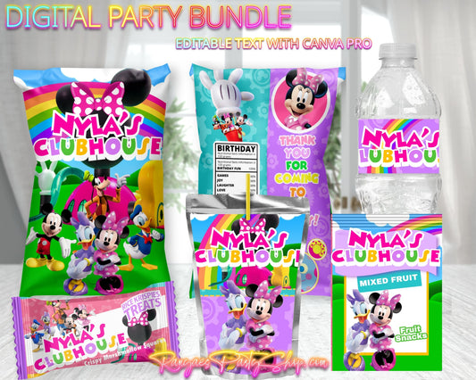 Minnie Mouse Clubhouse Digital Party Package | Minnie Mouse Clubhouse Birthday Party Bundle | Edit Text with CANVA PRO | Digital File Only