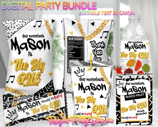 Notorious One Digital Party Package | The Big One Party Bundle | Edit Text with Canva | Digital File Only