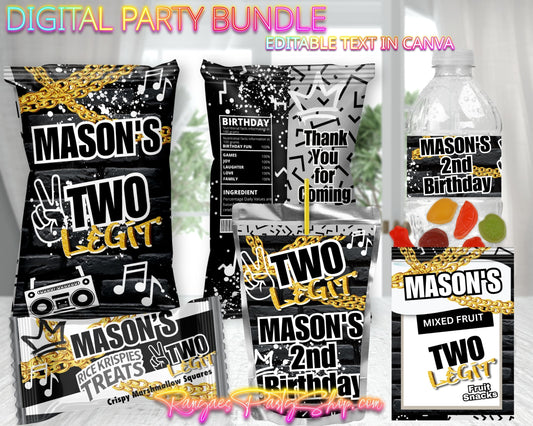 Two Legit Digital Party Package | Two Legit Party Bundle | Edit Text with Canva | Digital File