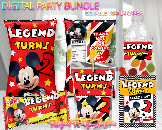 Mickey Digital Party Package |Mickey Mouse Party Bundle | Edit Text with Canva | Digital File