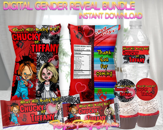 Chucky or Tiffany Gender Reveal Digital Package  | Chucky or Tiffany  | Gender Reveal | Instant Download