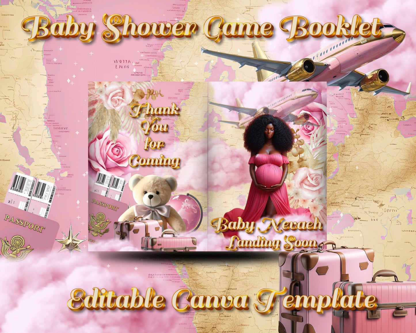 CANVA Baby Landing Baby Shower Game Book | Baby Shower Game Template | 8.5 X 11 Editable Canva Template | Baby Shower | Digital File Only