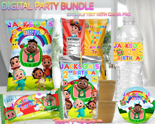 Cody Cocomelon Digital Party Package | Cocomelon Party Bundle | Edit Text with Canva Pro | Digital File Only