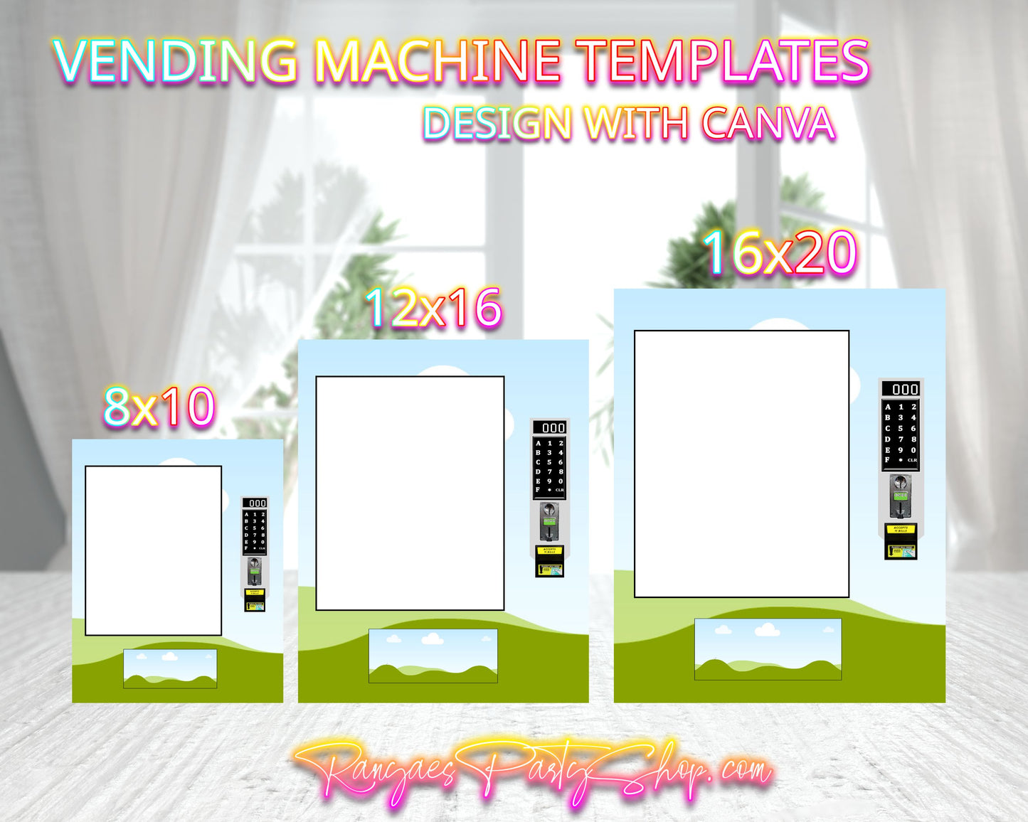 Vending Machine Templates | 8x10 -12x16 -16x20 | Blank Templates | You Design | Canva Template