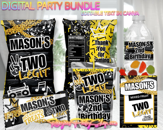Two Legit Digital Party Package | Two Legit Party Bundle | Edit Text with Canva | Digital File Only