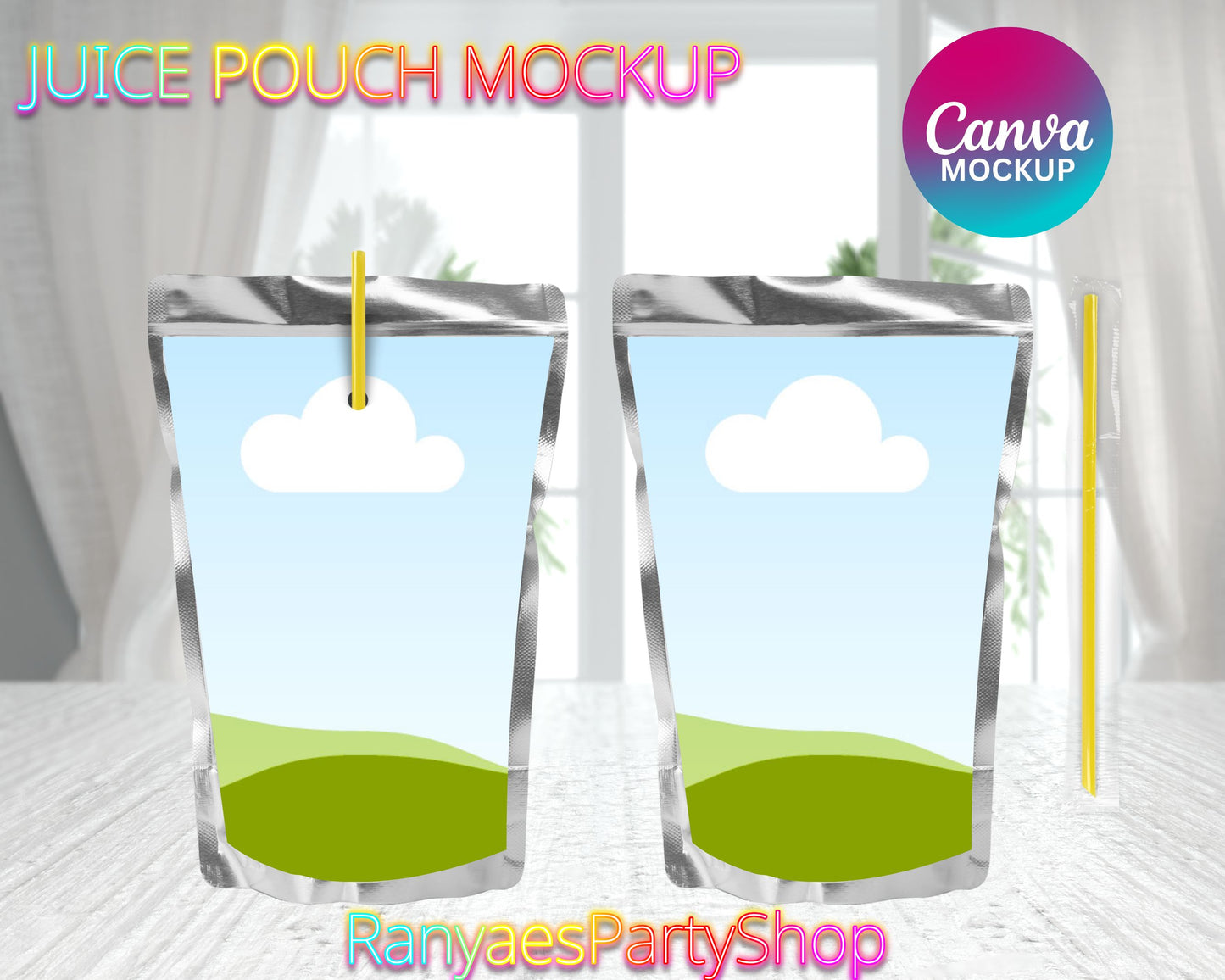 Juice Pouch Mockup | Create Your Own Mockups | Blank  Mockup | Drag and Drop | Canva Mockup