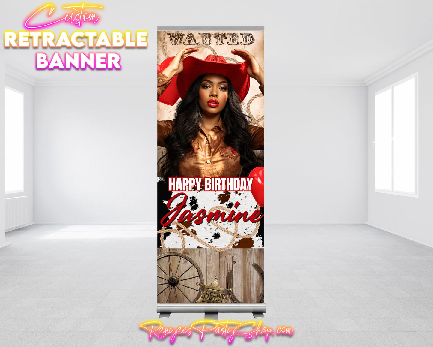 Custom Rodeo Birthday Retractable Banner | Western Birthday Banner | Retractable Birthday Banner | Birthday Party Banner